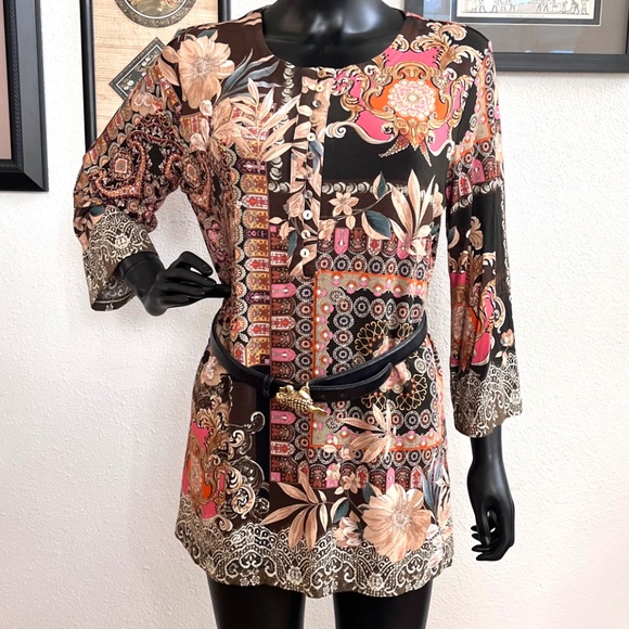 Johnny Was Stretch Tunic, Flora Lace Button Front, Size L, NWT - Picture 6 of 7